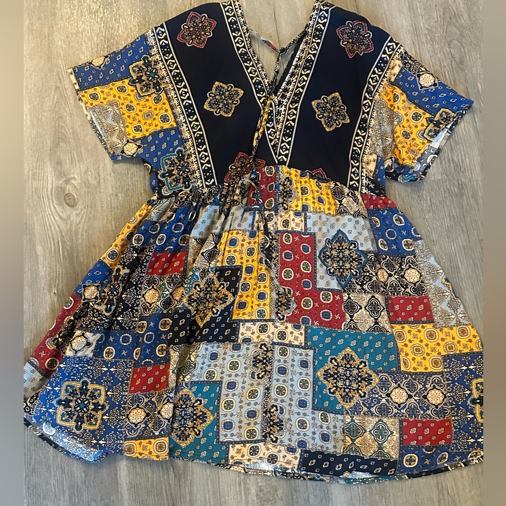 NWOT Bohemian Patchwork Dress For Women Size S